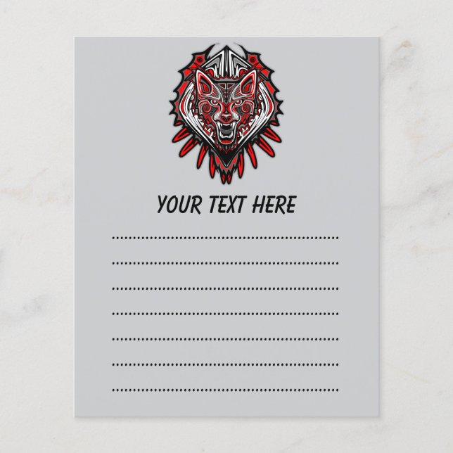 Varg Haida Tribal Totem Design Flygblad (Framsidan)