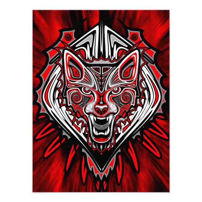 Varg Haida Tribal Totem Design Fototryck (Framsidan)