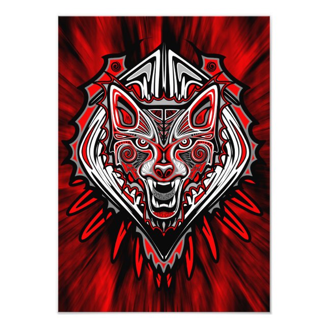 Varg Haida Tribal Totem Design Fototryck (Framsidan)