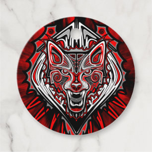 Varg Haida Tribal Totem Design Gåvor Etiketter