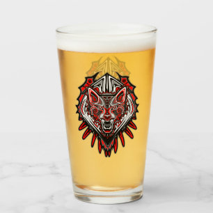 Varg Haida Tribal Totem Design Glaskopp
