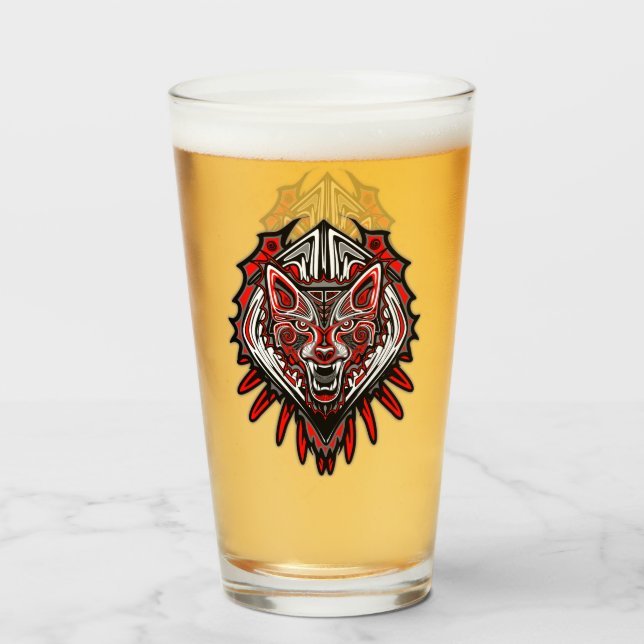 Varg Haida Tribal Totem Design Glaskopp (Framsida fylld)