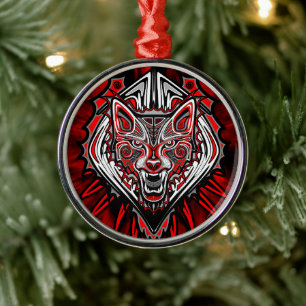 Varg Haida Tribal Totem Design Julgransprydnad Metall