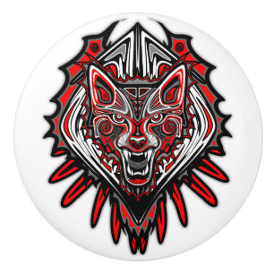 Varg Haida Tribal Totem Design Knopp