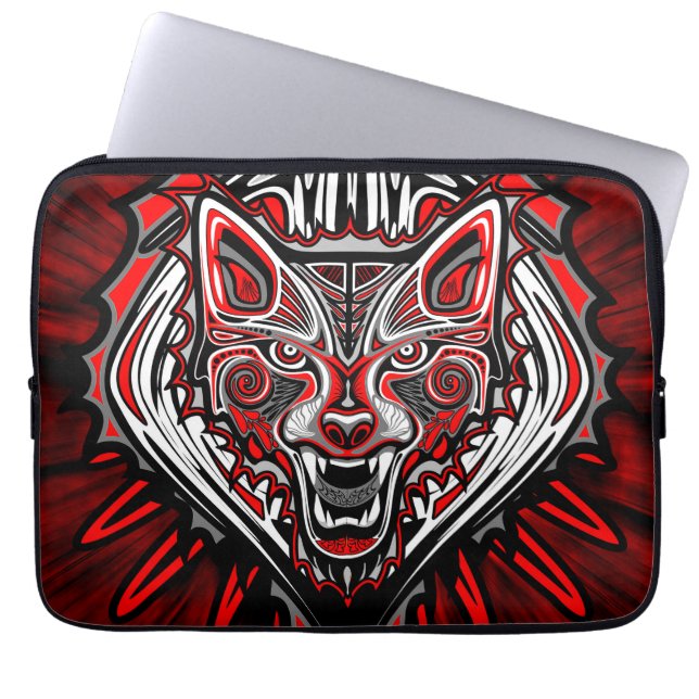 Varg Haida Tribal Totem Design Laptop Fodral (Framsidan)