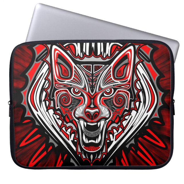 Varg Haida Tribal Totem Design Laptop Sleeve (Framsidan)