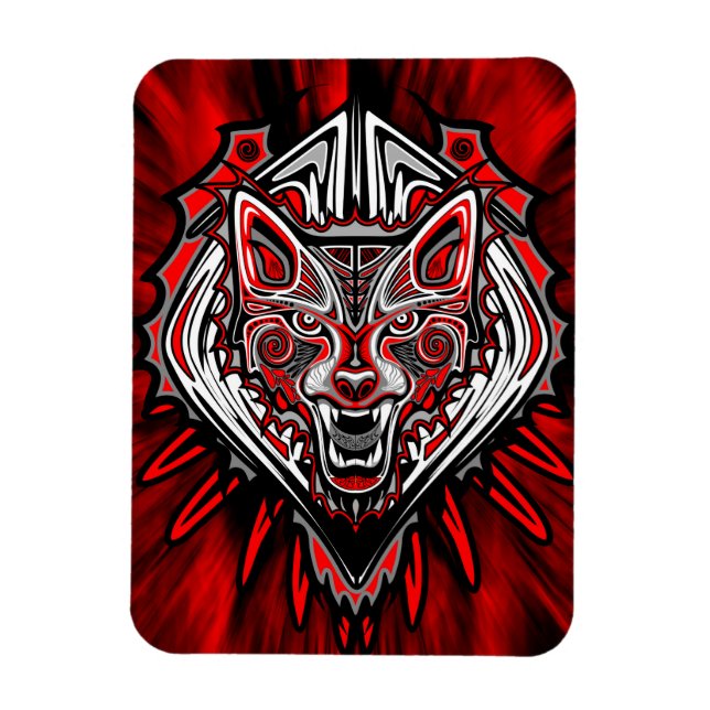 Varg Haida Tribal Totem Design Magnet (Vertikal)