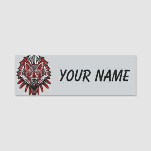 Varg Haida Tribal Totem Design Namnbricka