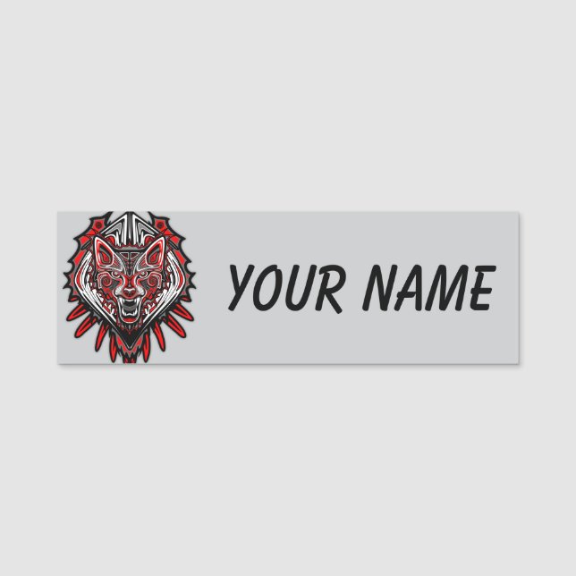 Varg Haida Tribal Totem Design Namnbricka (Framsida)