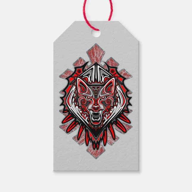 Varg Haida Tribal Totem Design Presentetikett (Framsidan)