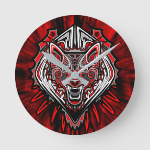 Varg Haida Tribal Totem Design Rund Klocka