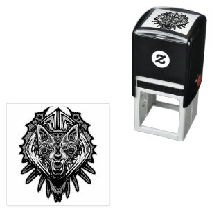 Varg Haida Tribal Totem Design Självfärgande Stämpel