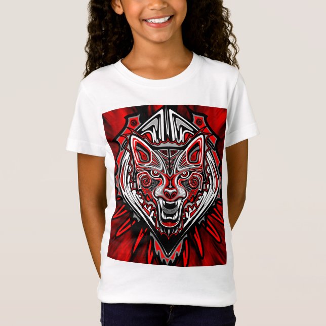 Varg Haida Tribal Totem Design T Shirt (Framsida)