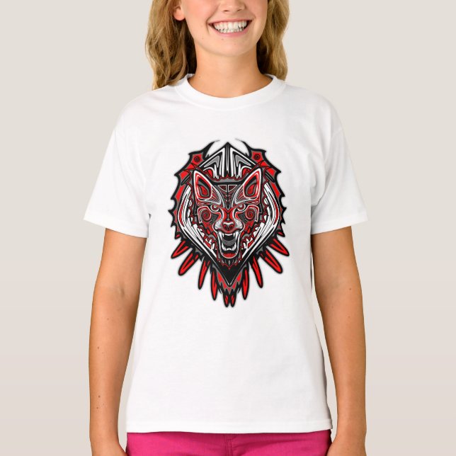 Varg Haida Tribal Totem Design T Shirt (Framsida)