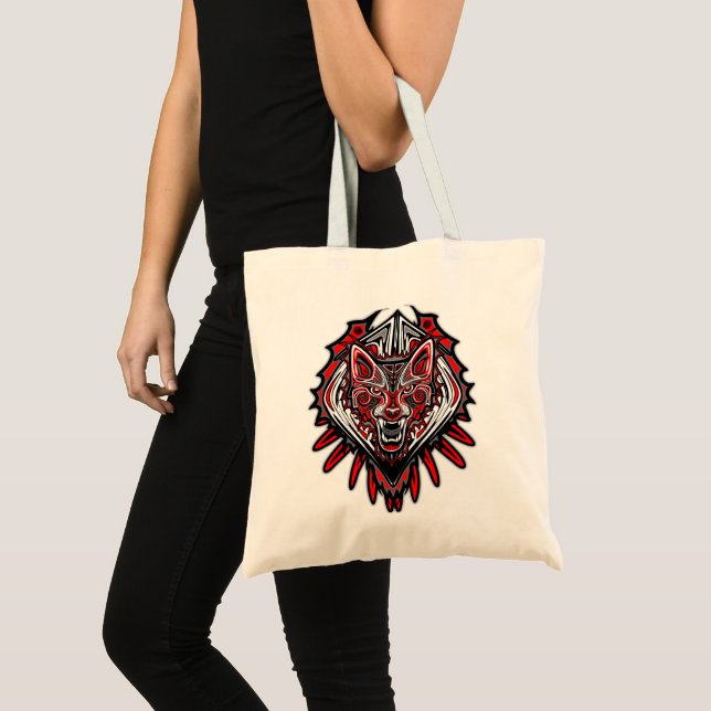 Varg Haida Tribal Totem Design Tygkasse (Framsida (produkt))