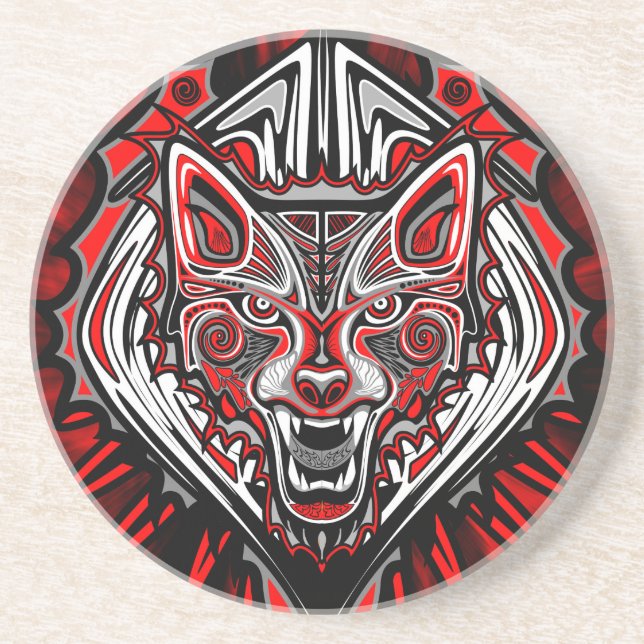 Varg Haida Tribal Totem Design Underlägg (Framsidan)