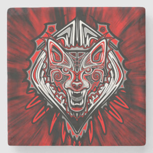 Varg Haida Tribal Totem Design Underlägg Sten