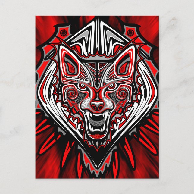 Varg Haida Tribal Totem Design Vykort (Framsida)