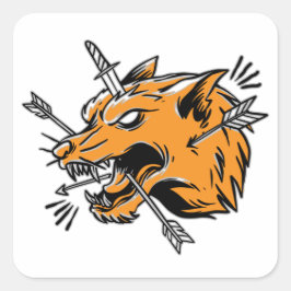 Varg hand teckning illustration T-Shirt Truckerkep Fyrkantigt Klistermärke