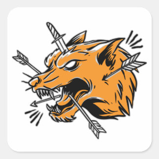 Varg hand teckning illustration T-Shirt Truckerkep Fyrkantigt Klistermärke