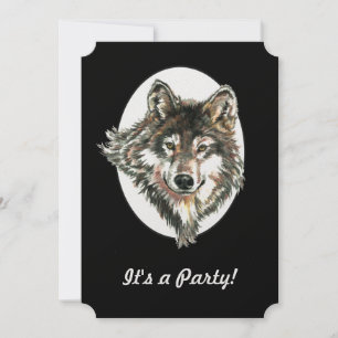 Varg Head Animal Birthday Anpassningsbar Inbjudan