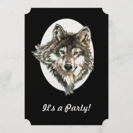 Varg Head Animal Birthday Anpassningsbar Inbjudan
