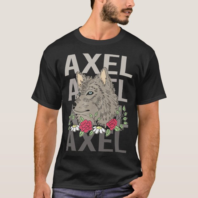 Varg Head - Axel Namn T Shirt (Framsida)