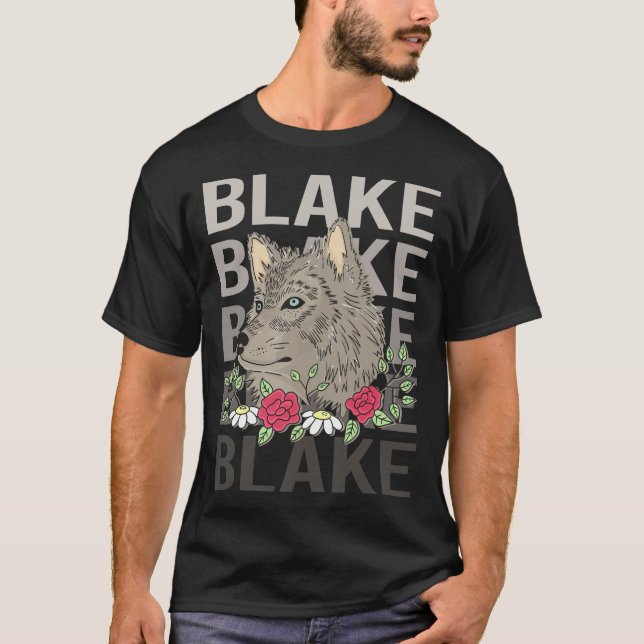 Varg Head - Blake Namn T Shirt (Framsida)