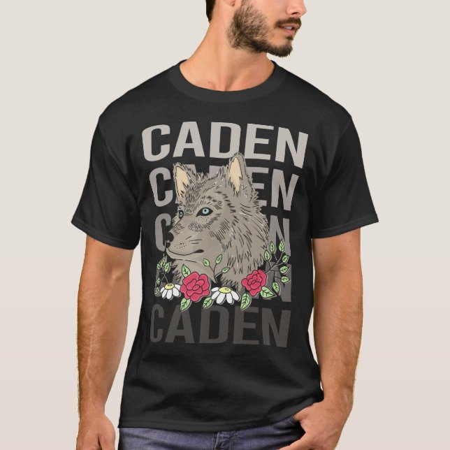 Varg Head - Caden Namn T Shirt (Framsida)