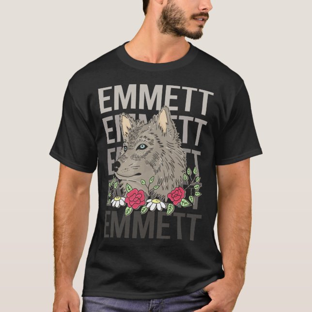 Varg Head - Emmett Namn T Shirt (Framsida)
