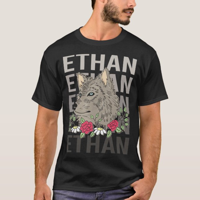 Varg Head - Ethan Namn T Shirt (Framsida)