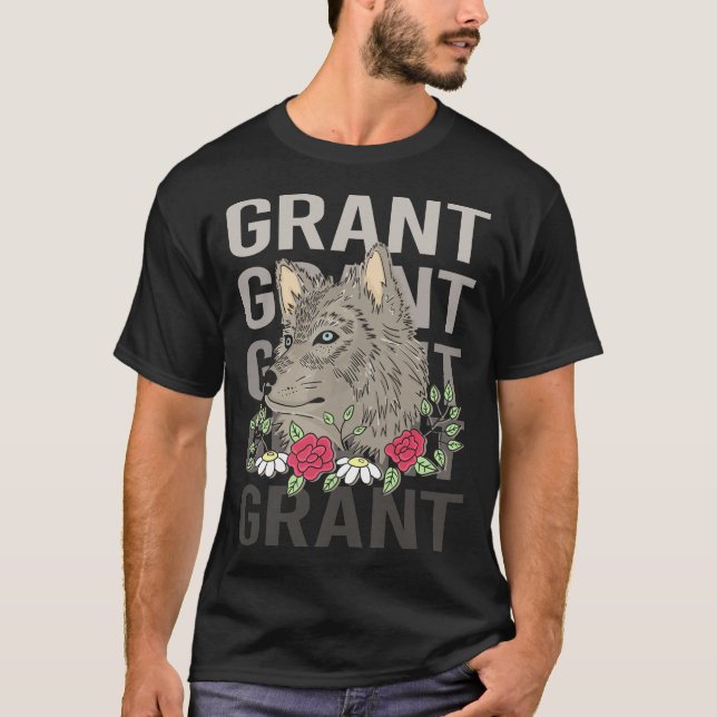 Varg Head - Grant Namn T Shirt (Framsida)