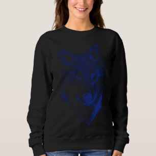 Varg Head in Blue Husky Hund Line Art T Shirt