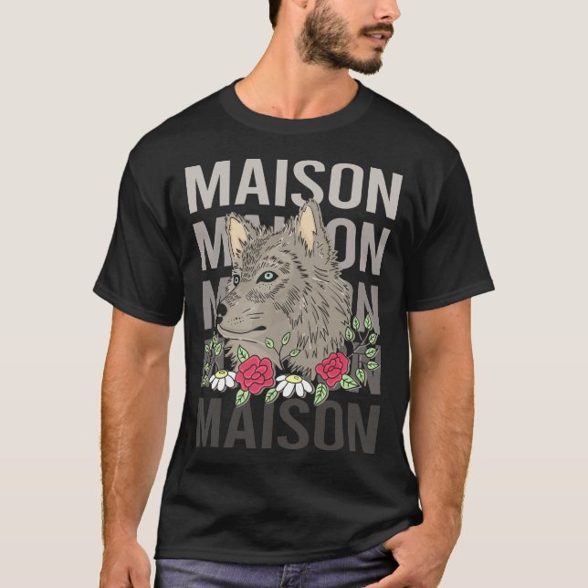 Varg Head - Maison Namn T Shirt (Framsida)