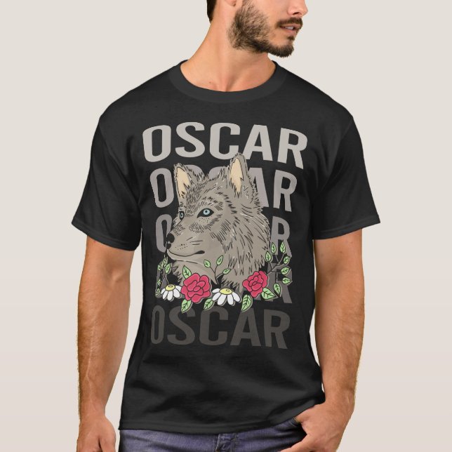Varg Head - Oscar Namn T Shirt (Framsida)
