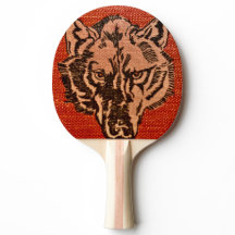 Varg Head på Red Ping Pong Paddle