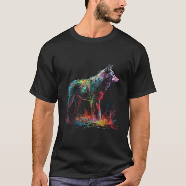 varg hos djur med varg t shirt (Framsida)