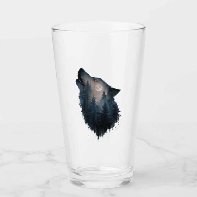 Varg Howl Forest Måne Glaskopp (Framsida)