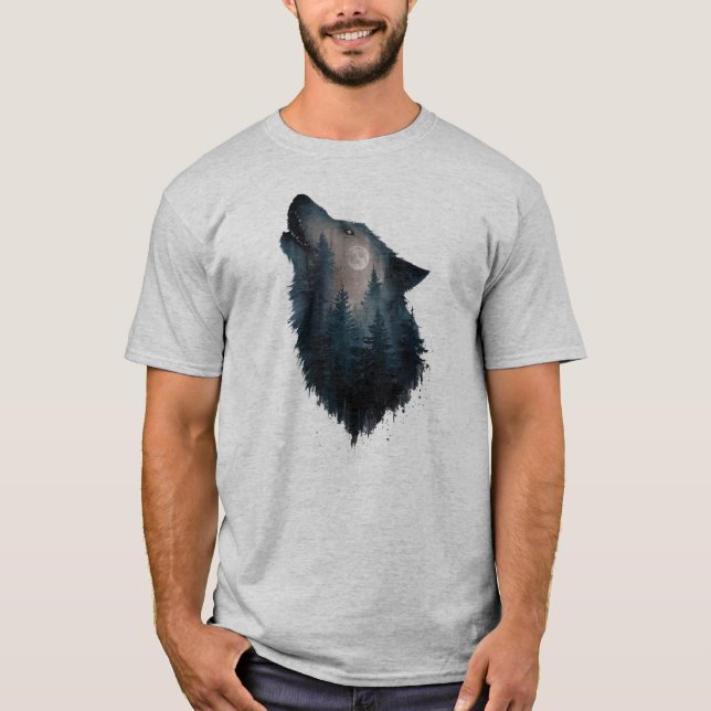 Varg Howl Forest Måne T Shirt (Framsida)