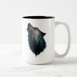 Varg Howl Forest Måne Två-Tonad Mugg