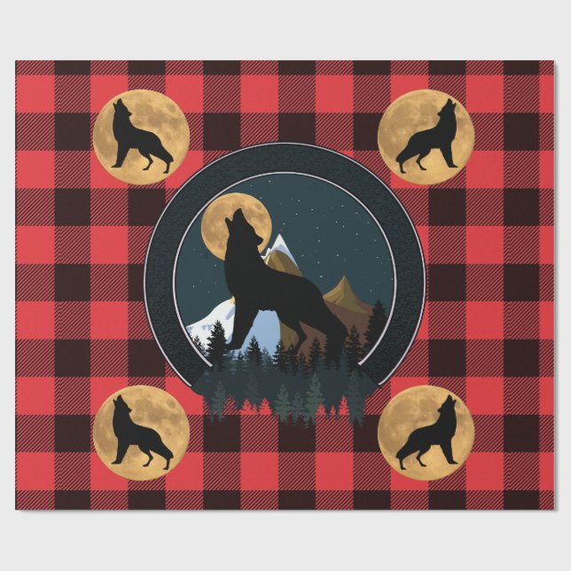 Varg Howling Full Moon Presentpapper (Platt)