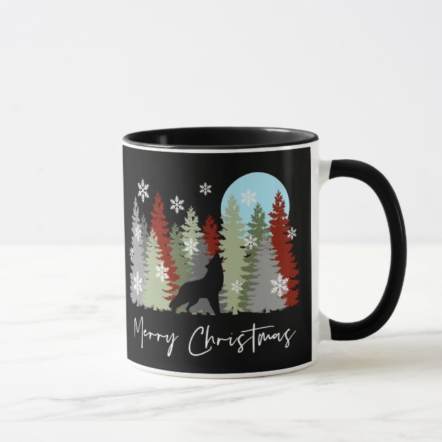 Varg Howling i God jul Träd Mugg (Höger)