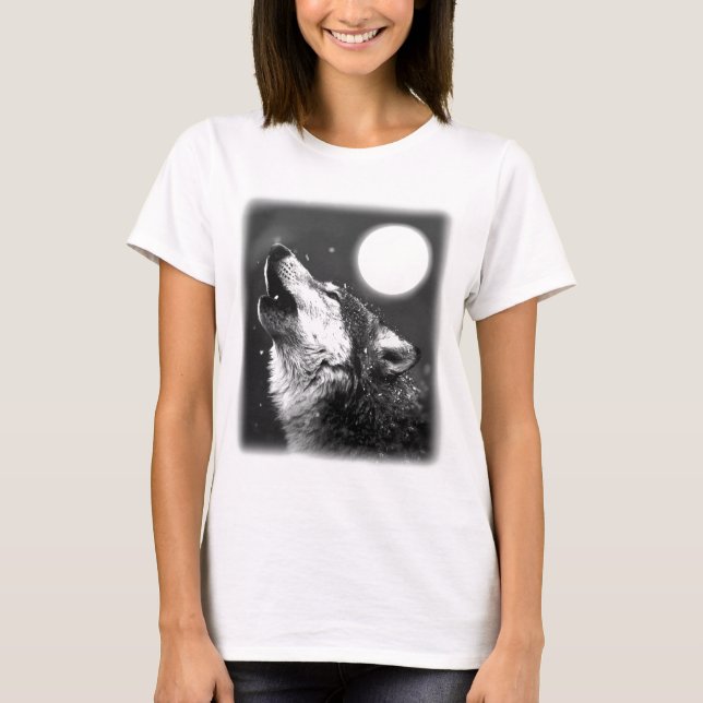 Varg Howling i Måne T-shirt (Framsida)