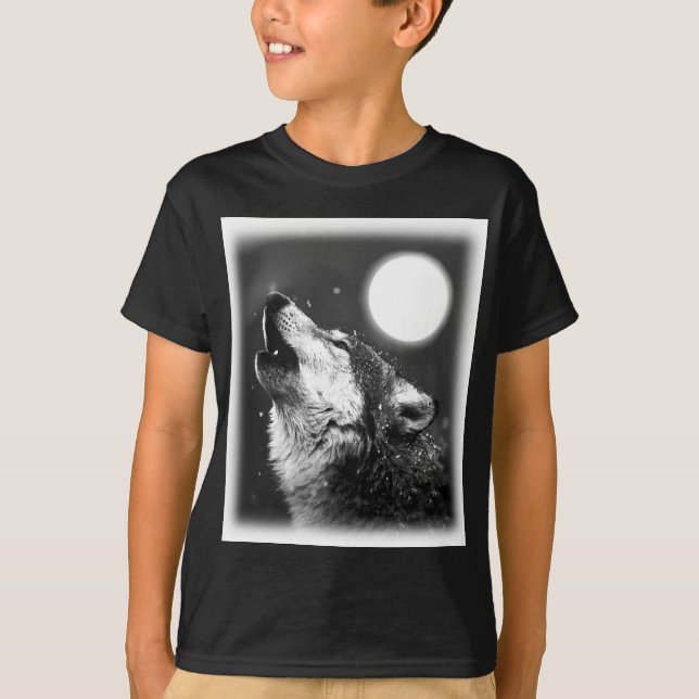 Varg Howling i Måne T Shirt (Framsida)