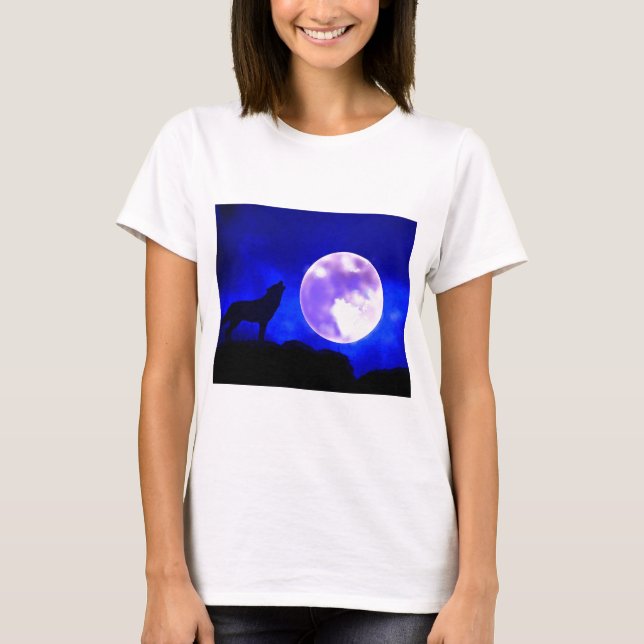Varg Howling i Måne T-shirt (Framsida)