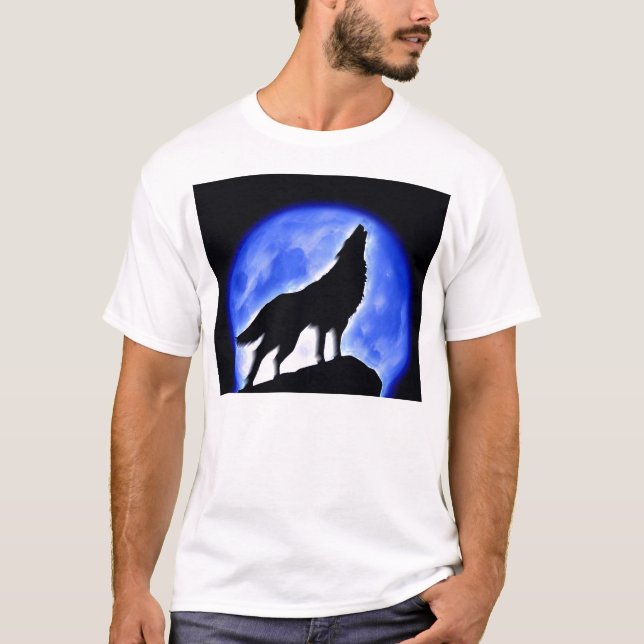 Varg Howling i Måne T Shirt (Framsida)