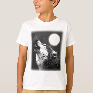 Varg Howling i Måne T Shirt