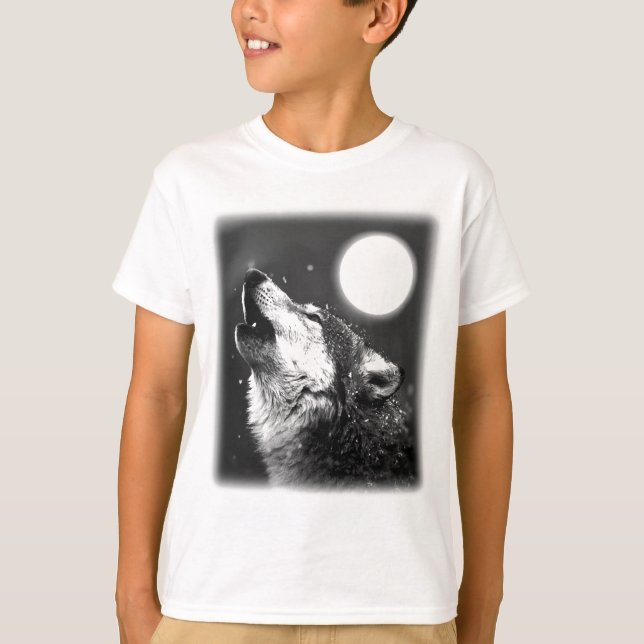 Varg Howling i Måne T Shirt (Framsida)