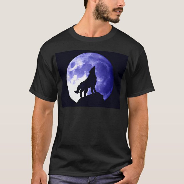 Varg Howling i Måne T-shirt (Framsida)