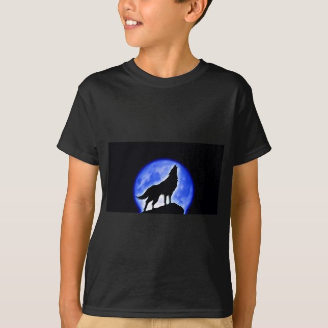 Varg Howling i Måne T-shirt (Framsida)